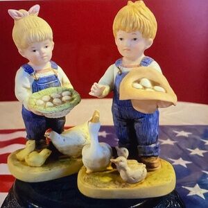 1985 Denim Day Charming Figurine Set with Children and Farm Animals item 1509